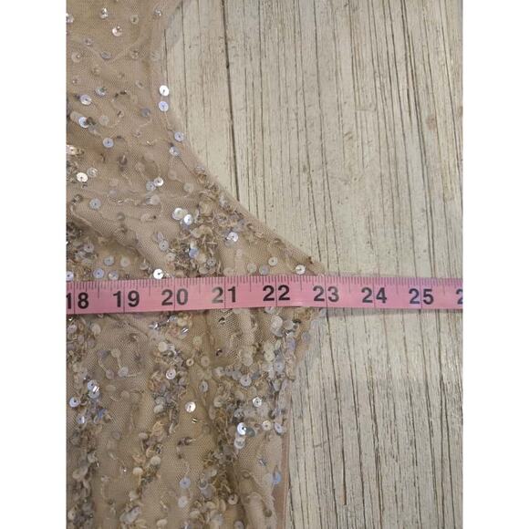 Mac Duggal Women's 5619 Plus Size 20 Nude Beige Beaded Sequin Gown Formal Dress - Picture 15 of 16